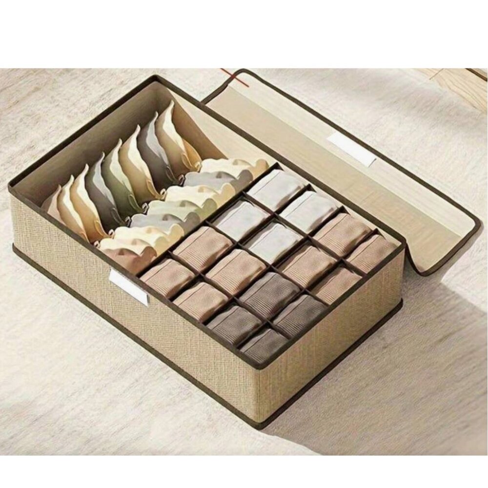 🧳Foldable🧳 Underwear Organizer With Lid, 3 In 1 Drawer Type Fabric Separators